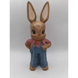 Ceramic Hobbyist Farmer Rabbit Easter Spring Figurine